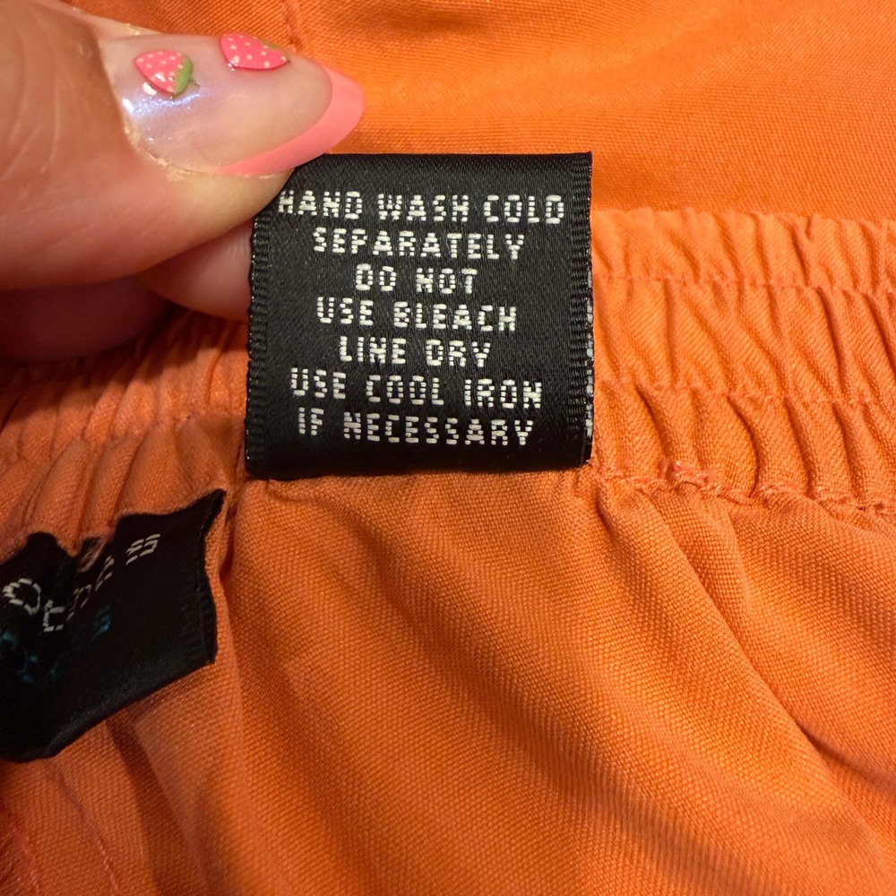 Good Clothes Collections Womens Vintage 100% Silk Cargo Pants Orange Wide Leg 10 - Picture 7 of 11